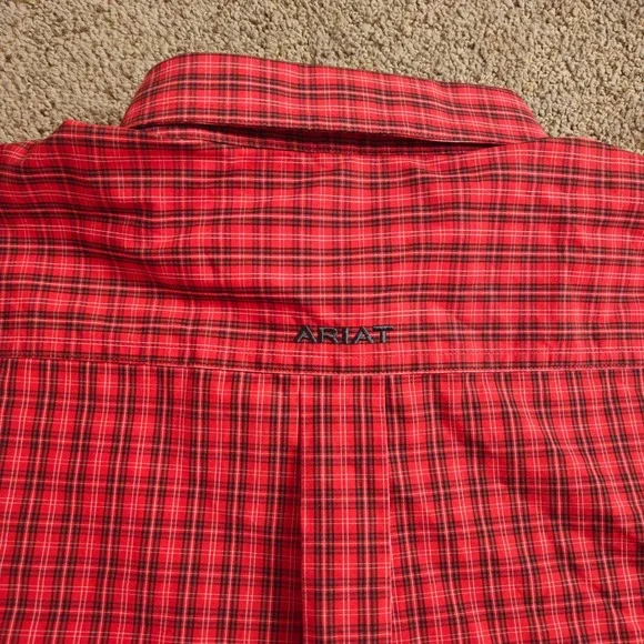NWOT Ariat Pro Series Mens Red Plaid Long Sleeve Button Up Shirt Fitted Size L - Picture 12 of 16